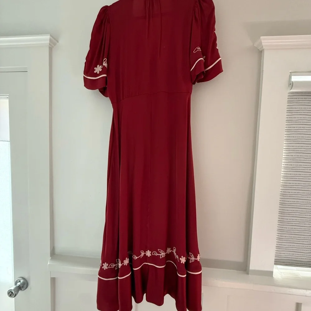 THE GREAT. Red Embroidered Maxi Dress - Picture 2 of 4